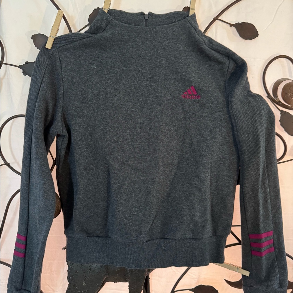 Adidas Dark Gray Sweatshirt with Pink Accents